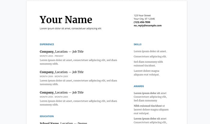 レジュメのテンプレート